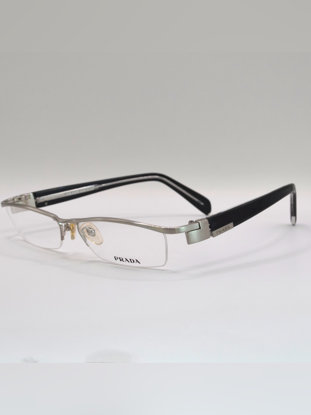 Prada Women Semi Rimless Eyeglasses | Silver & Black | Italy